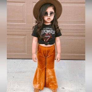 Children's Flared Bell Bottom Pants in Warm Brown